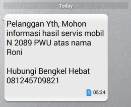 SMS Layanan Servis Kendaraan - servis